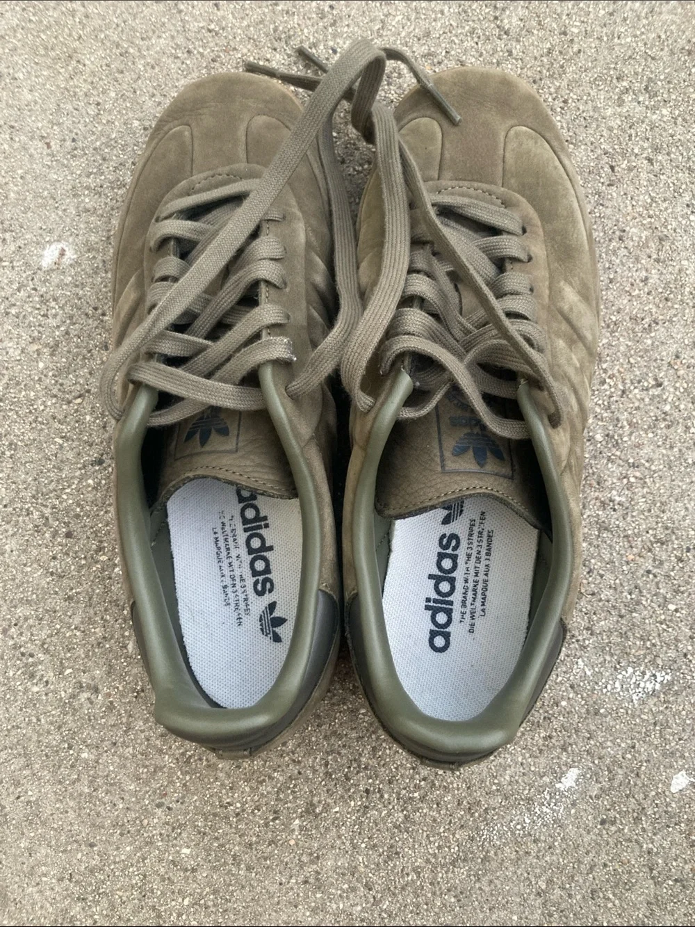 Adidas Samba Strata Olive Suede Sneakers with Gum Sole men’s 6.5/ women’s 8